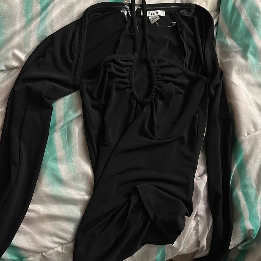 Black shirt with neck tie